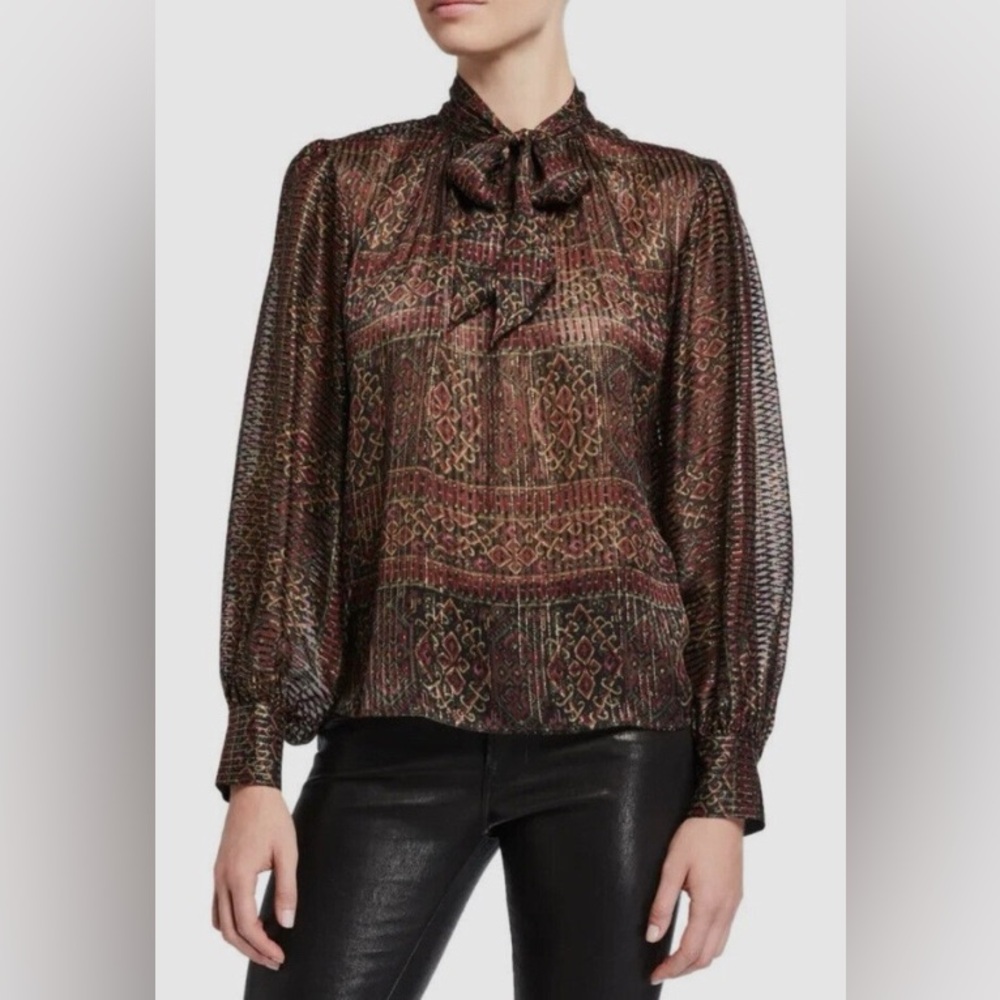Frame | Silk Long Sleeve Blouse Top Women Size S Deep Moss